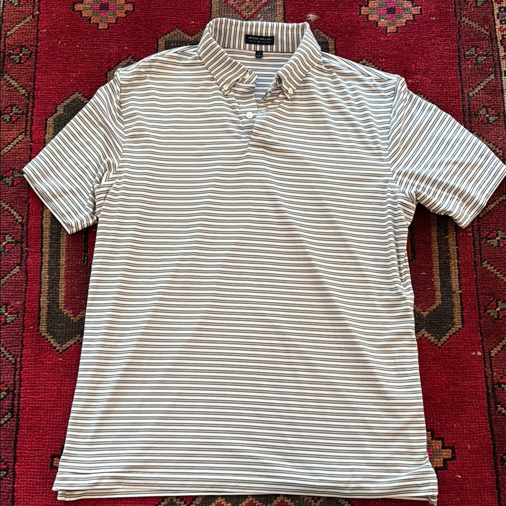 Men's Striped Polo Shirt - Gray